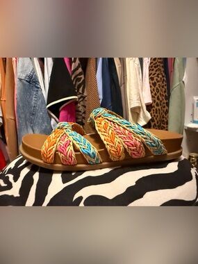 Nine West Multicolor Braided Slide Sandals